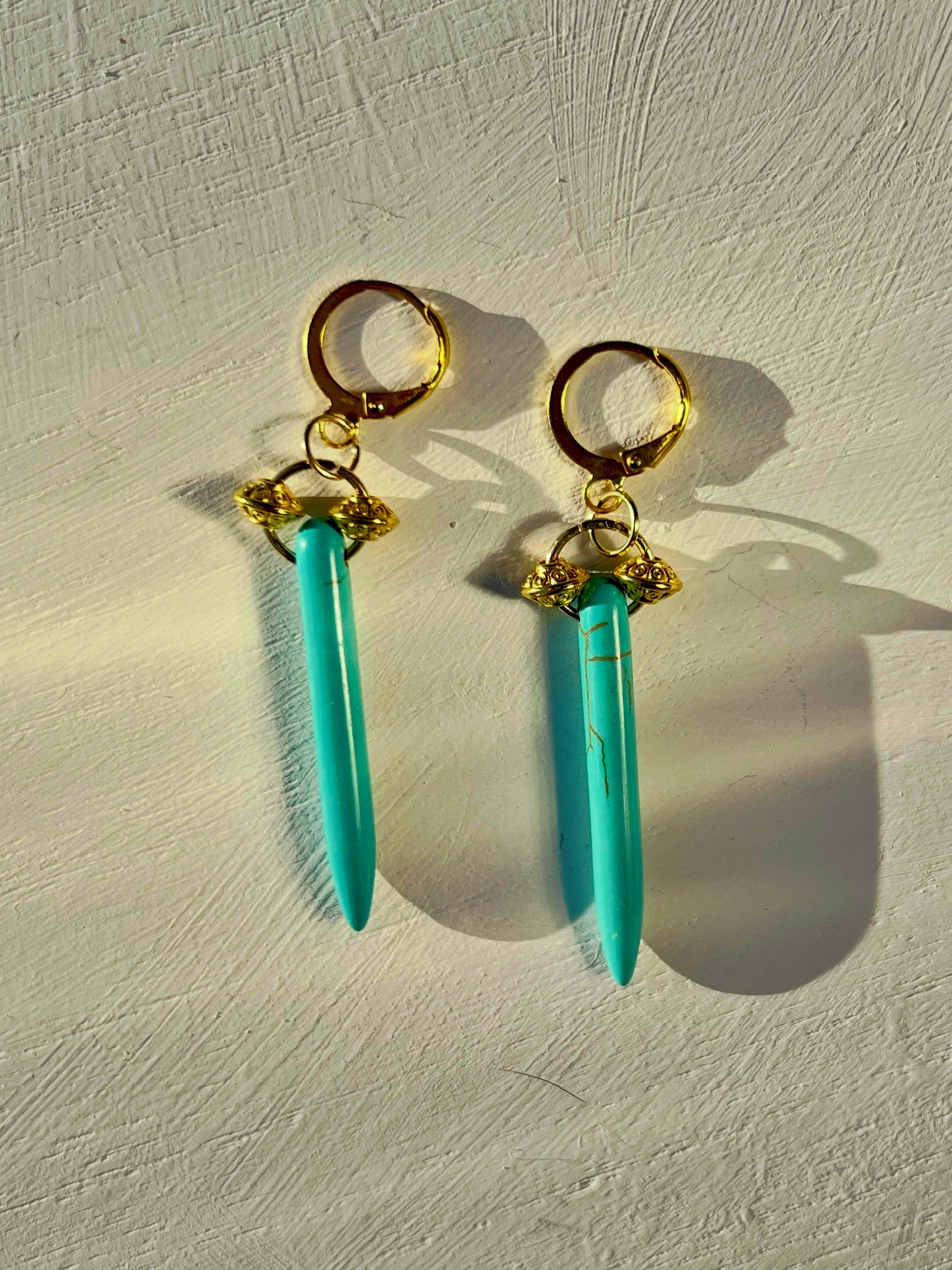 Turquoise and Gold dangle earrings
