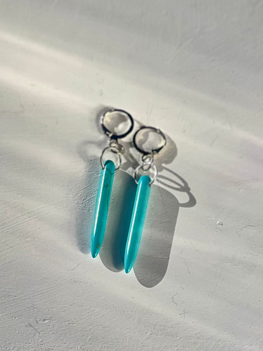 Reconstituted Turquoise Point Dangle Earrings