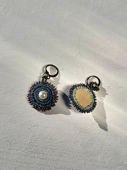 Copper and Pearl Medallion Earrings