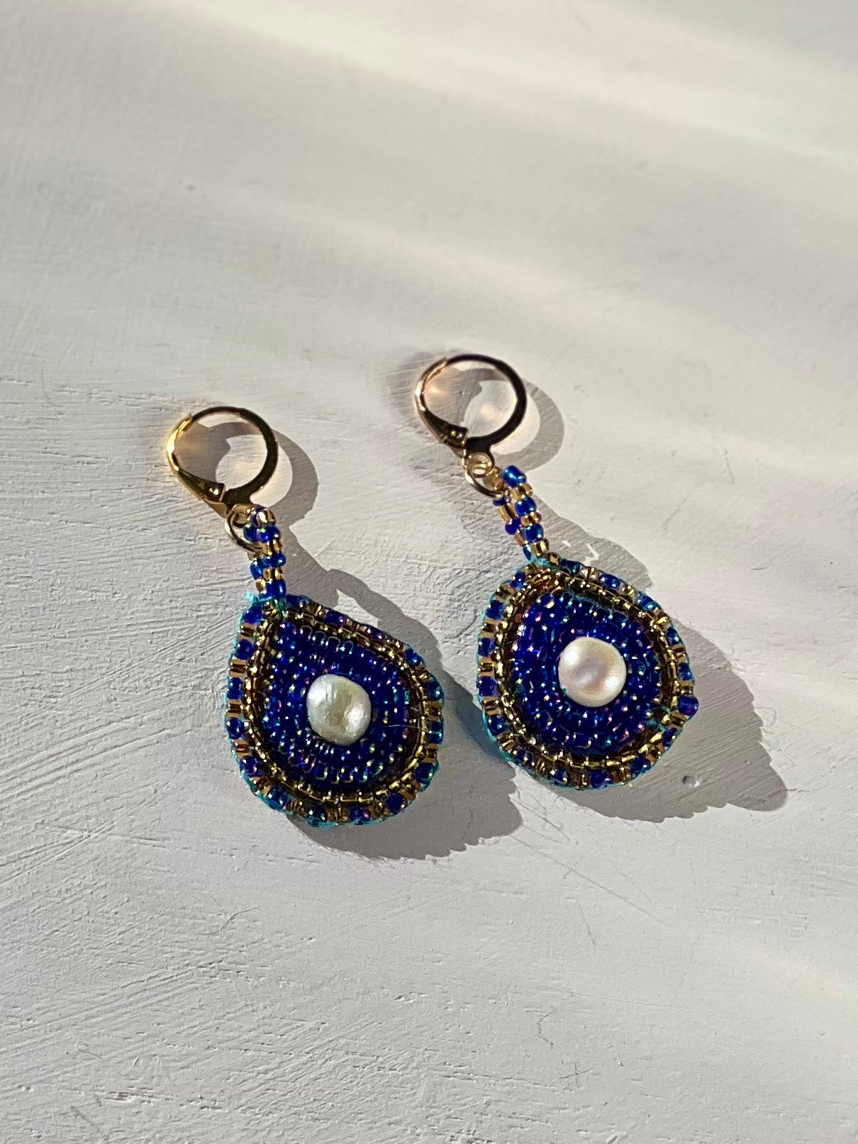 Beaded Pearl Drop Earrings