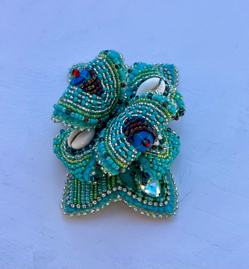 Beaded Hairbow - Teal
