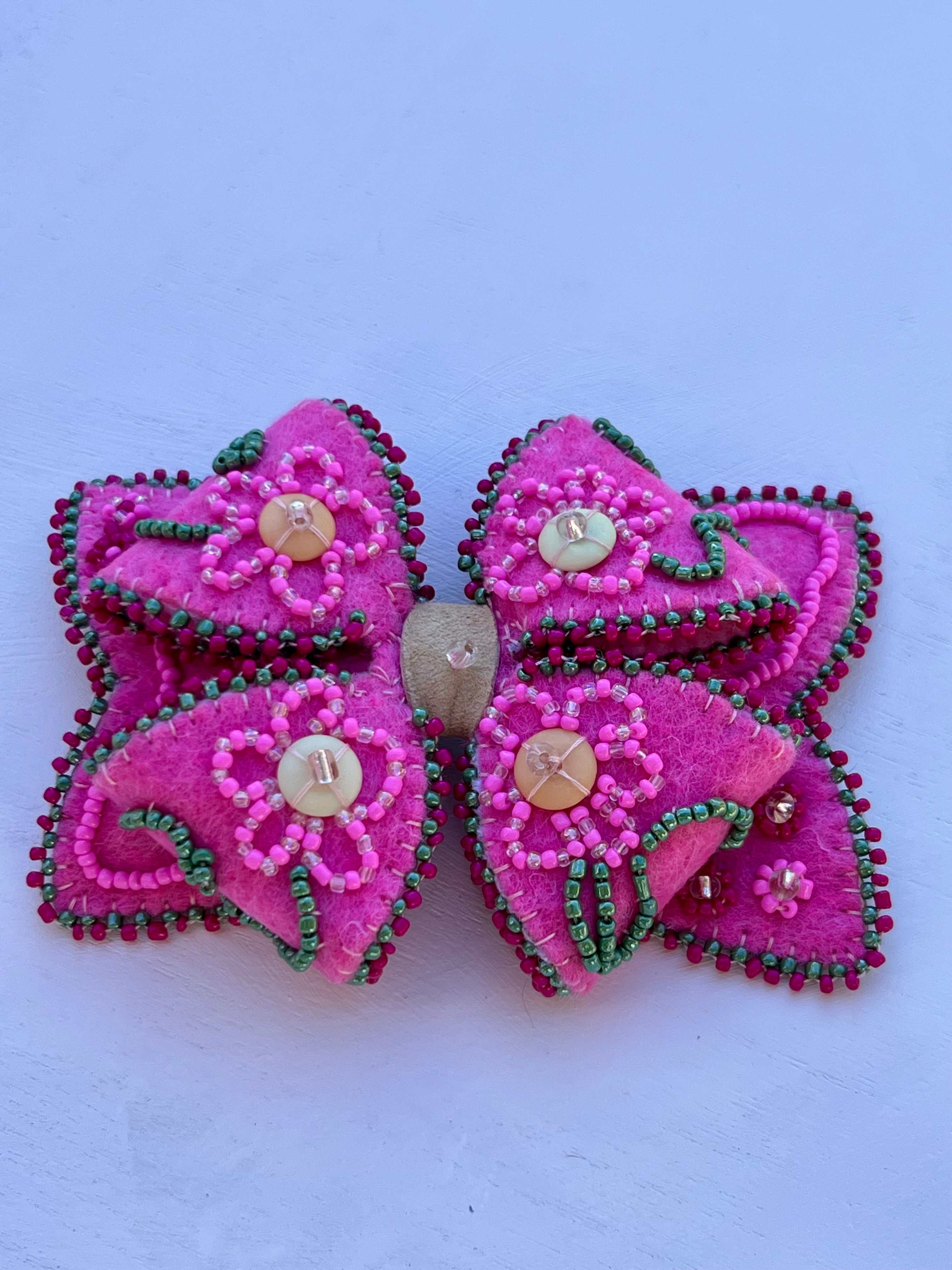 Beaded Hairbow - Fuchsia