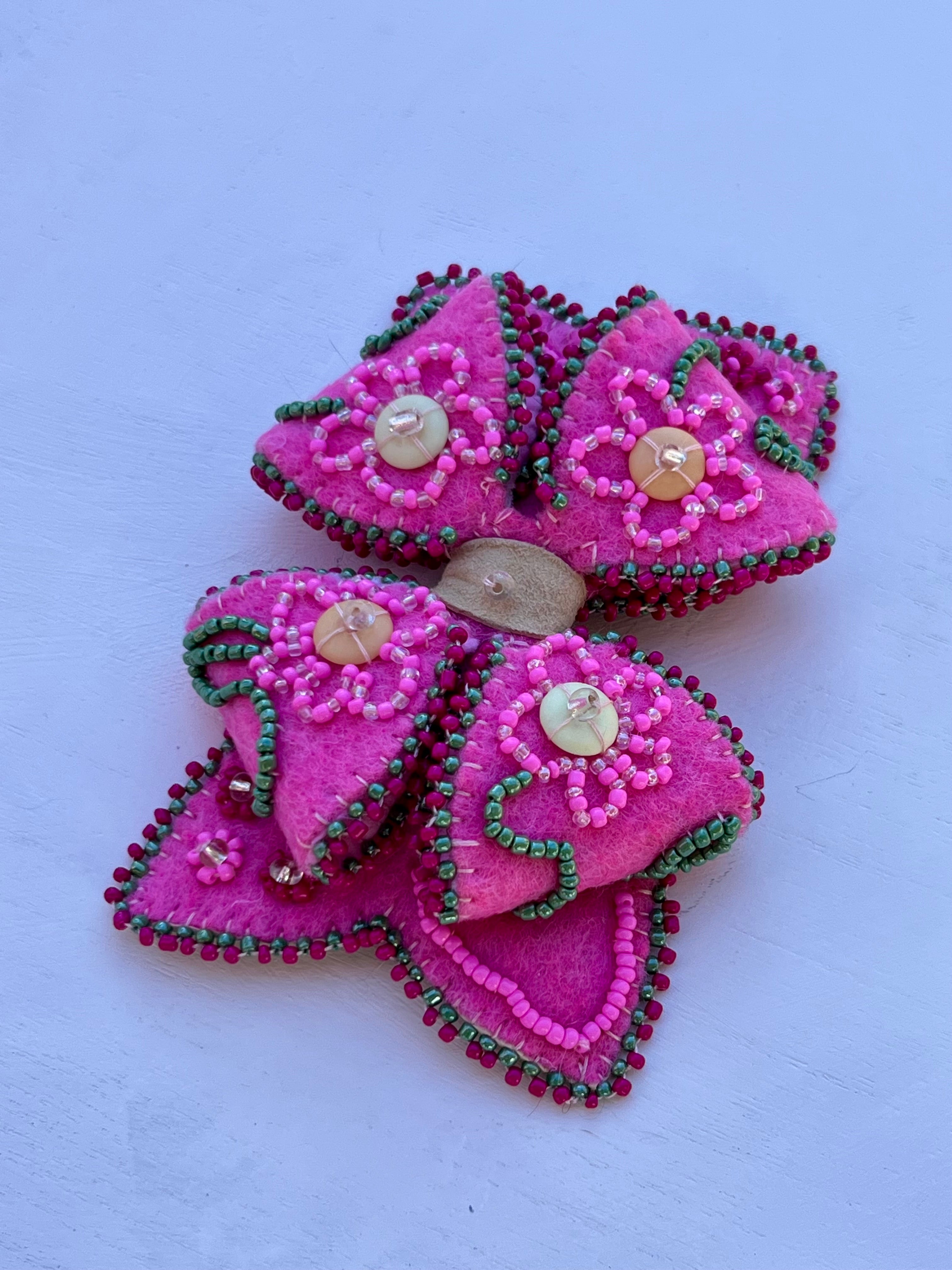 Beaded Hairbow - Fuchsia