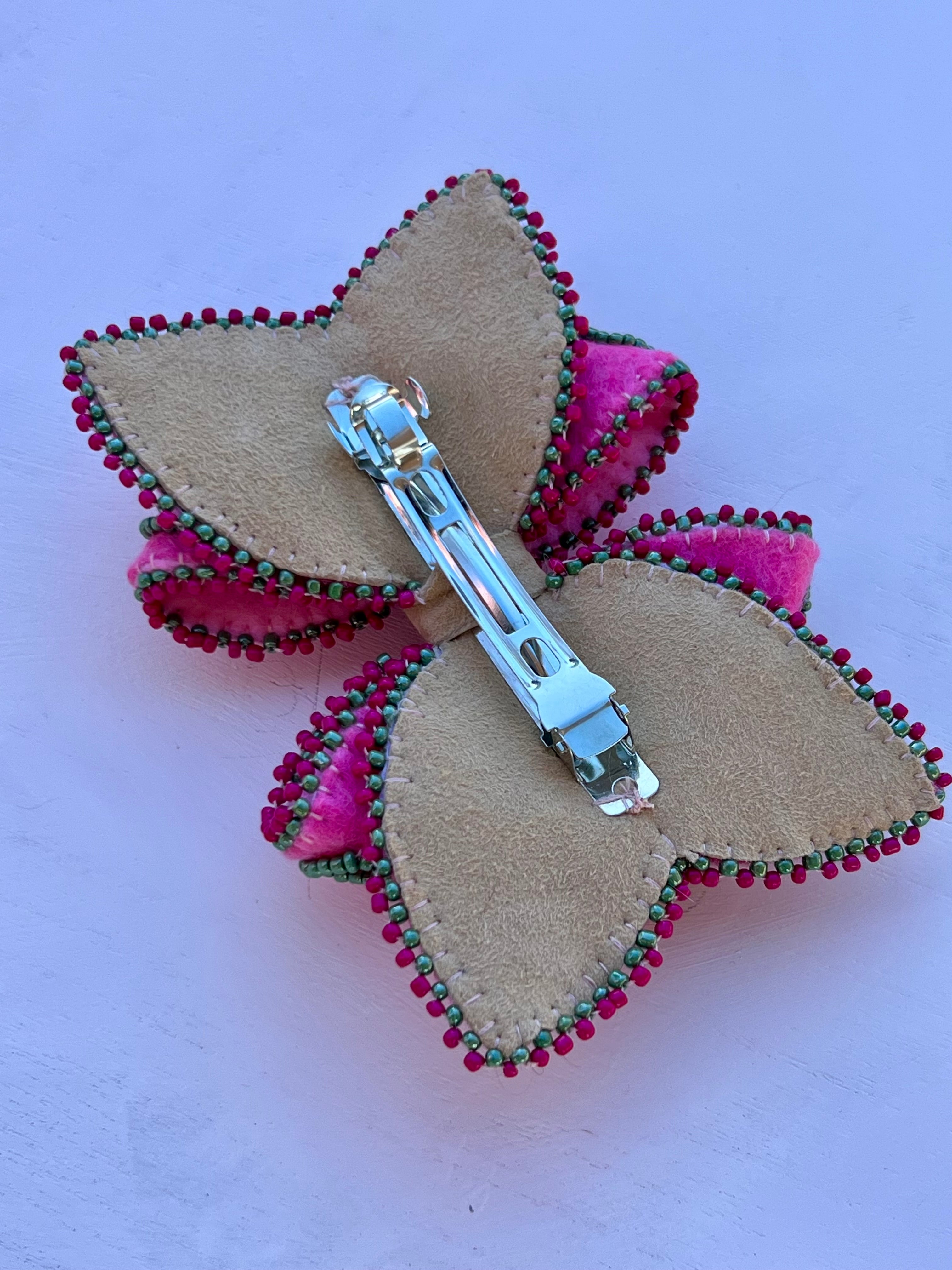 Beaded Hairbow - Fuchsia