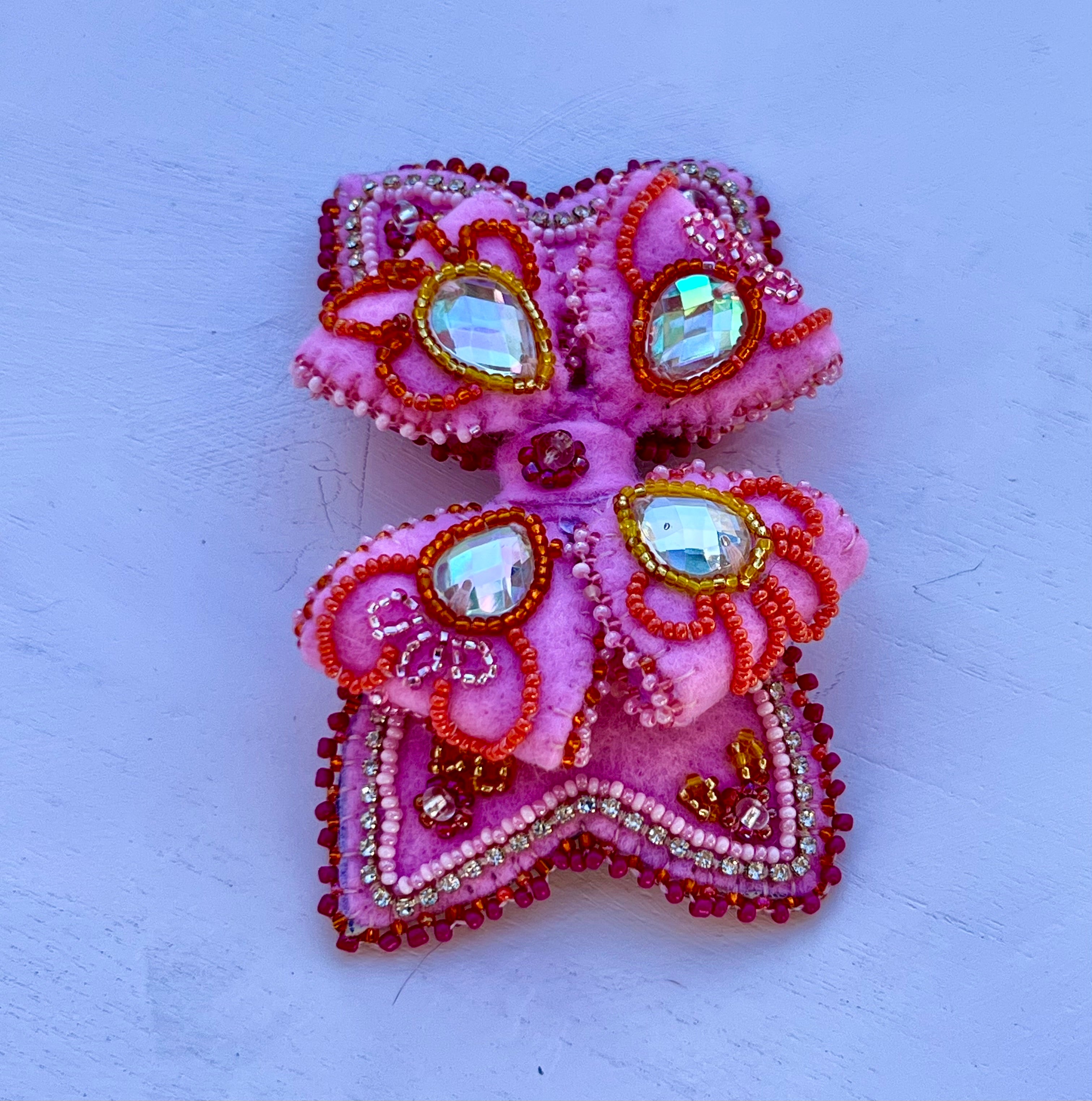 Beaded Hairbow - Princess Pink