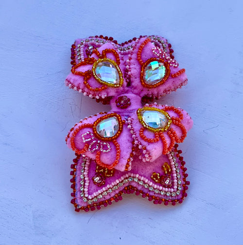 Beaded Hairbow - Princess Pink