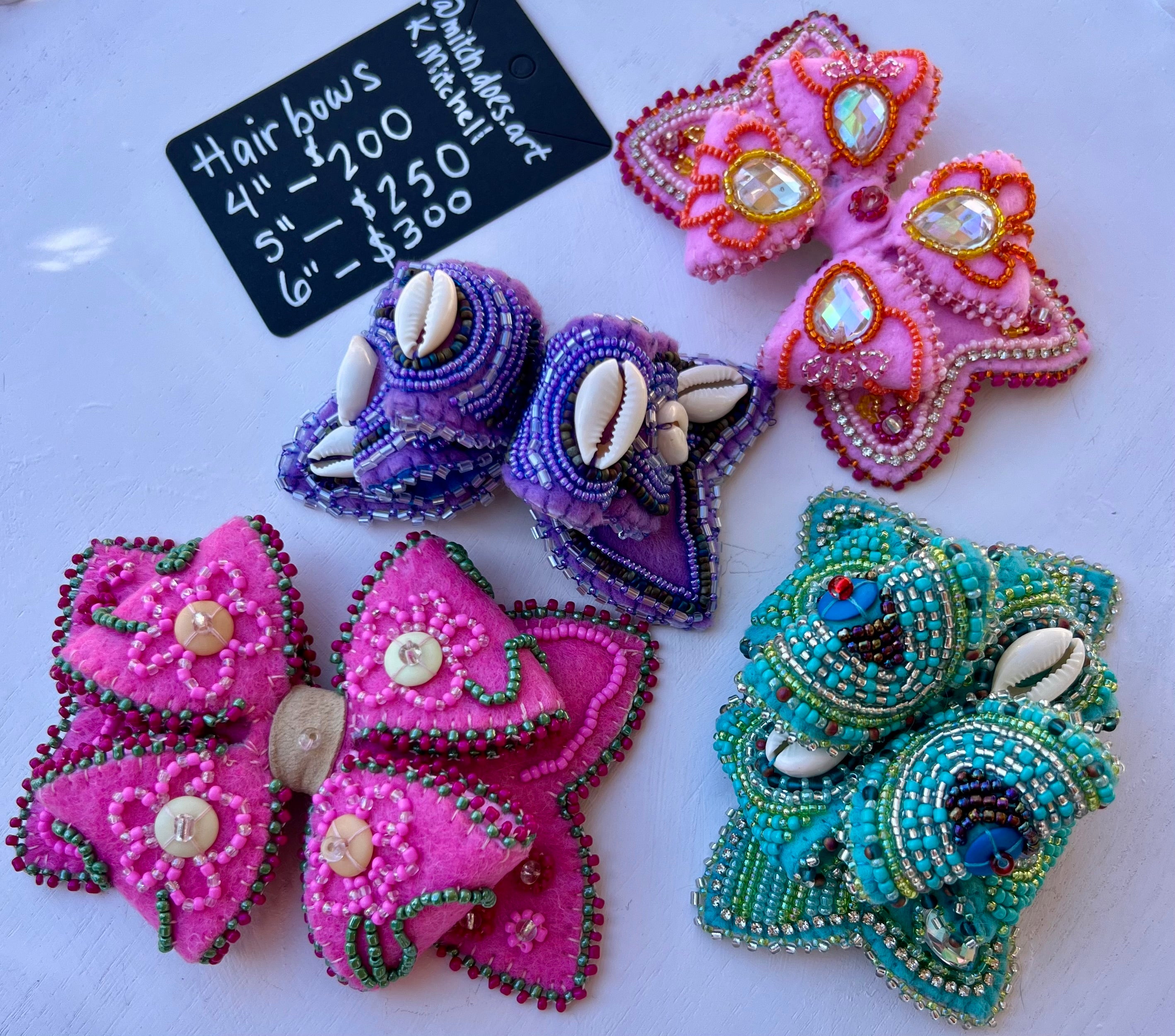 Beaded Hairbow - Princess Pink