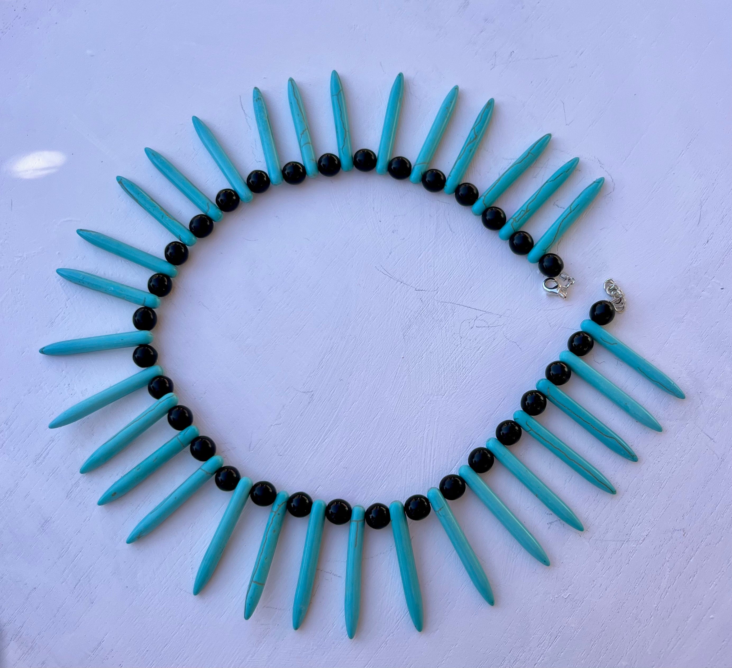 Reconstituted Turquoise and Trade Bead Choker