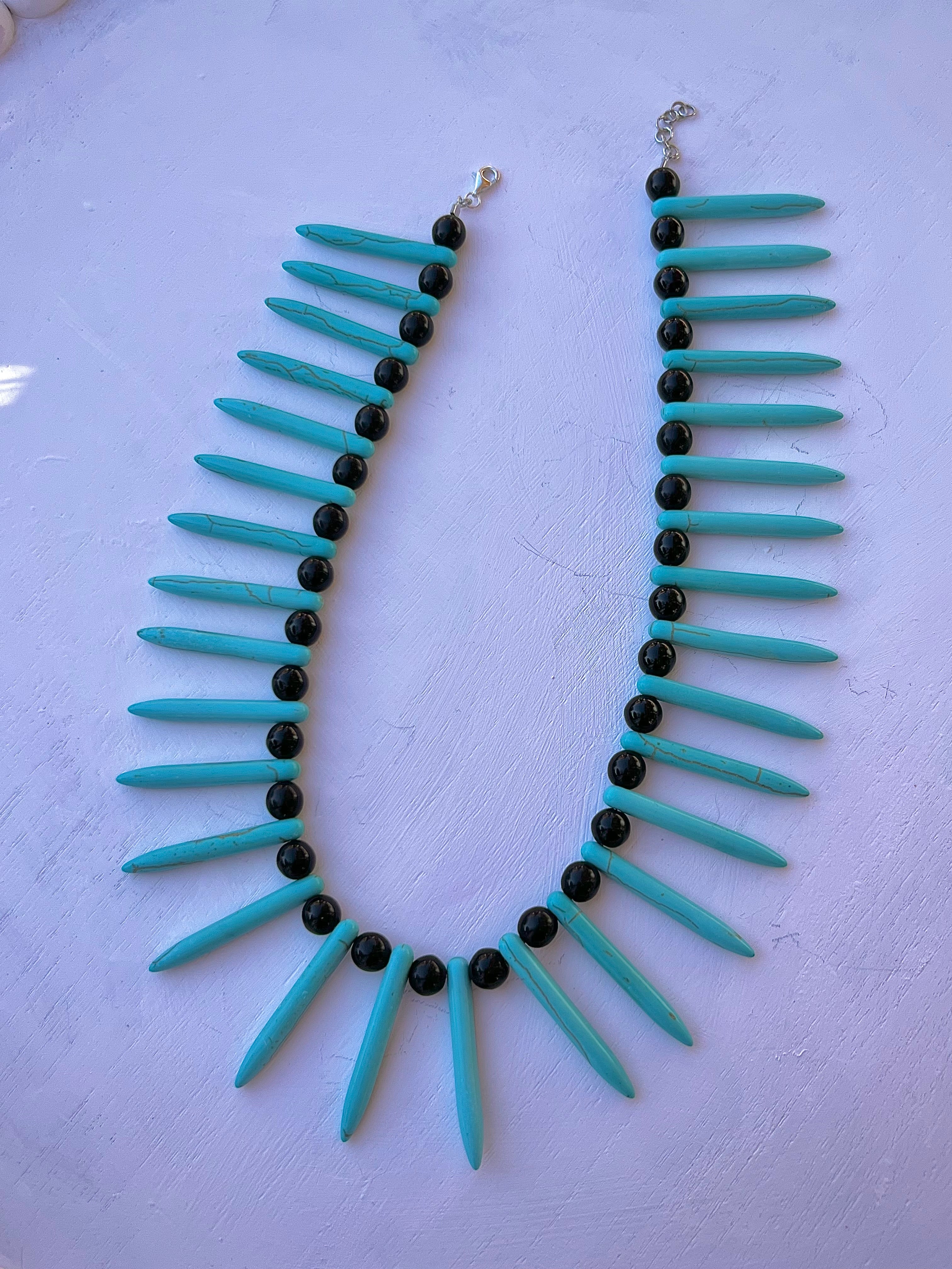 Reconstituted Turquoise and Trade Bead Choker