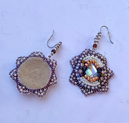 Wampum and Gold Medallion Earrings
